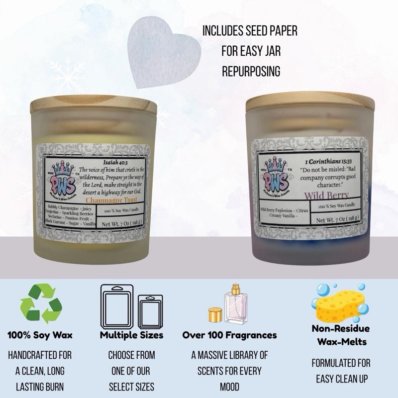 Soy Wax Candles / Faith Candles With Seed Paper - 7oz  Freshener Scent Fragrance Scented Aroma Decor Perfume